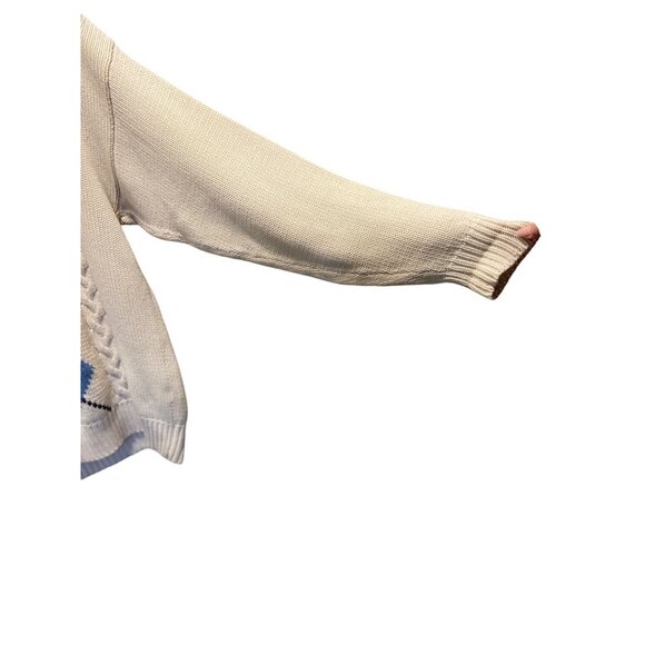 Eddie Bauer Vintage Argyle Pattern Crewneck Sweater Cream Size L Tall 90s Preppy - Picture 7 of 10